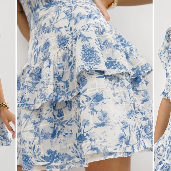 Vita Grace - Emily Cotton Tiered Dress | Blue Mix - Picture 4 of 4